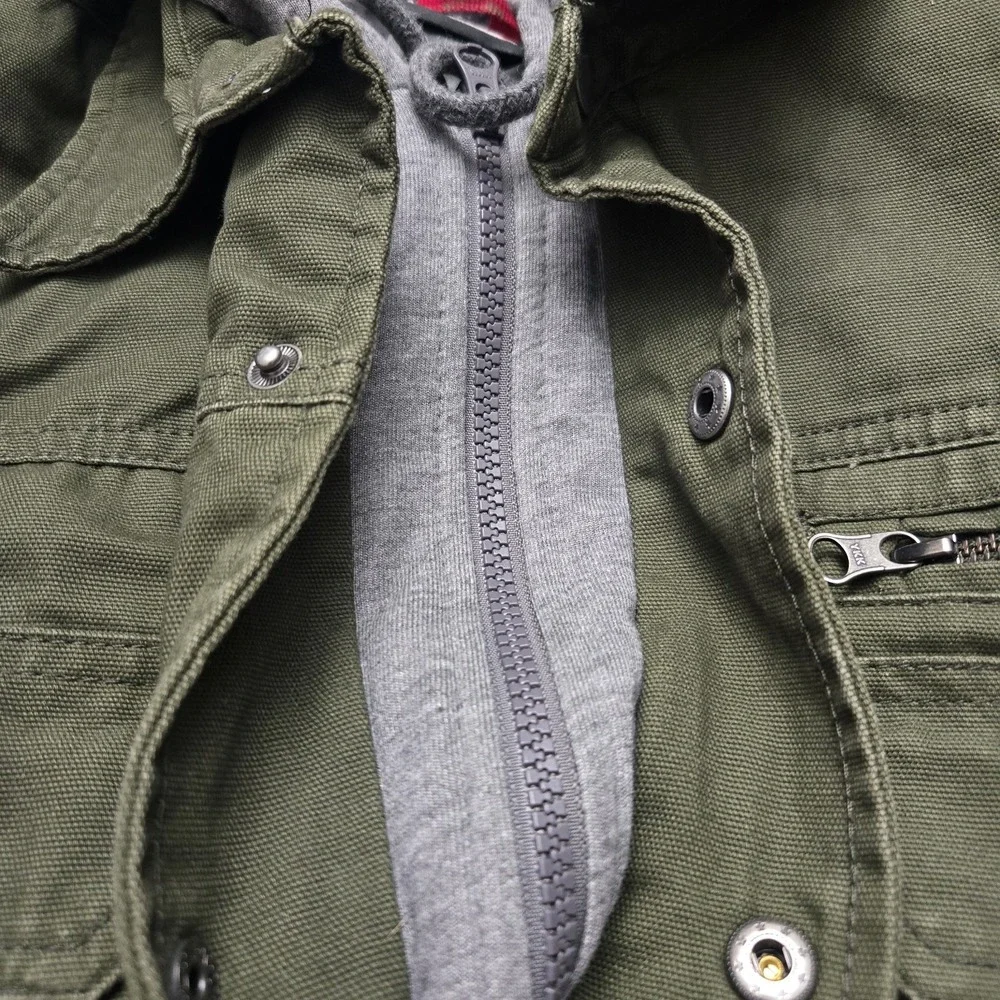 Dickies Canvas Hooded Shirt Jacket Mens Medium Olive Green Work Chore Utility